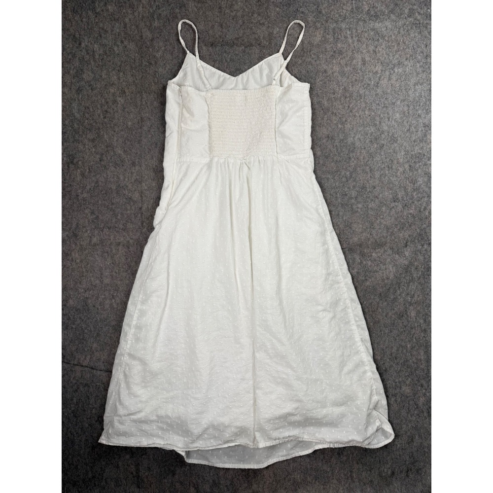 Old Navy Womens White Swiss Dot Midi Dress V-Neck Smocked Back Size M - Picture 5 of 6